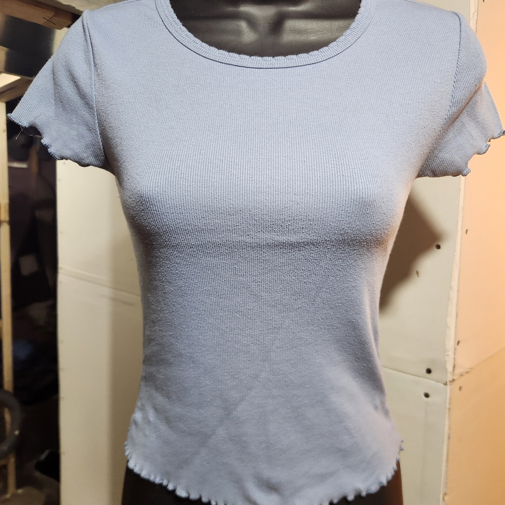 Sky Blue Short Sleeve Knit Top